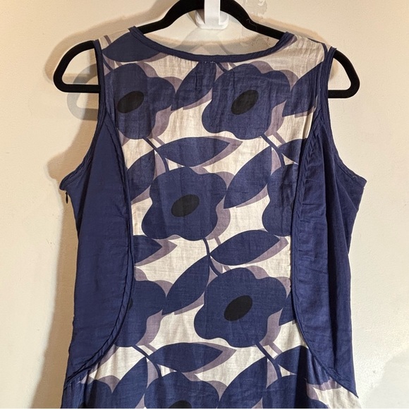 PILE OU FACE Sz T2 (US L estimated) Floral Midi Dress Asymmetrical Silk Blend - Picture 9 of 11